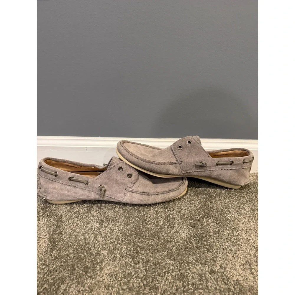 John Varvatos Star USA Leather Boat Shoes Mens 10.5M Grey Suede Slip On Outdoor